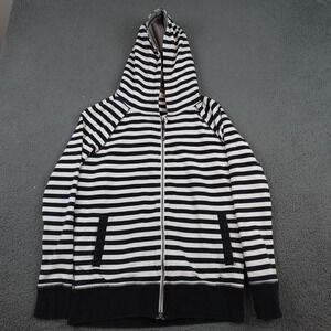 Lululemon Rollin With My Omies Hoodie Womens 8 Black White Striped Full Zip